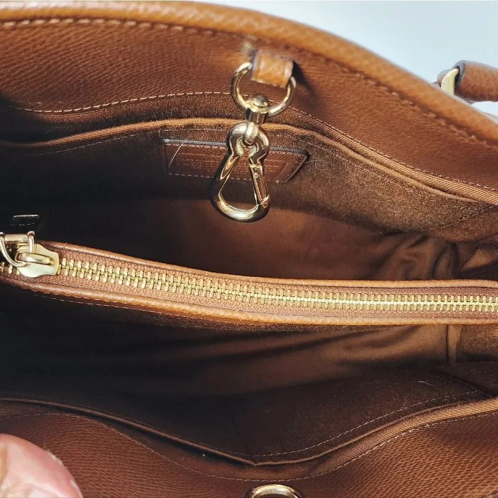 Coach Margot Carryall Satchel Saddle Brown Crossgrain Leather 13x9x5